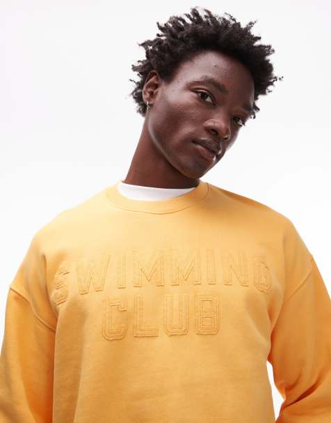 Sudadera naranja lavado extragrande con bordado Swimming Club de Topman - view 1