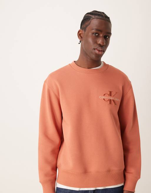 Sudadera naranja tostado con logo de terciopelo de Calvin Klein Jeans