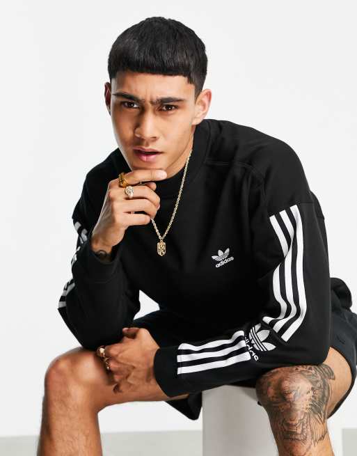 Sudadera negra adicolor Lock Up de adidas Originals
