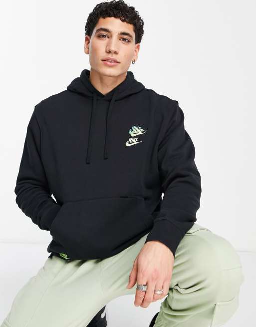 Sin valor acuerdo sutil Sudadera negra básica con capucha y logo multicolor de felpa de Nike | ASOS