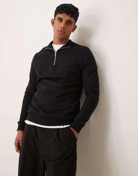 Sudadera negra básica con cremallera corta de ASOS DESIGN - view 1