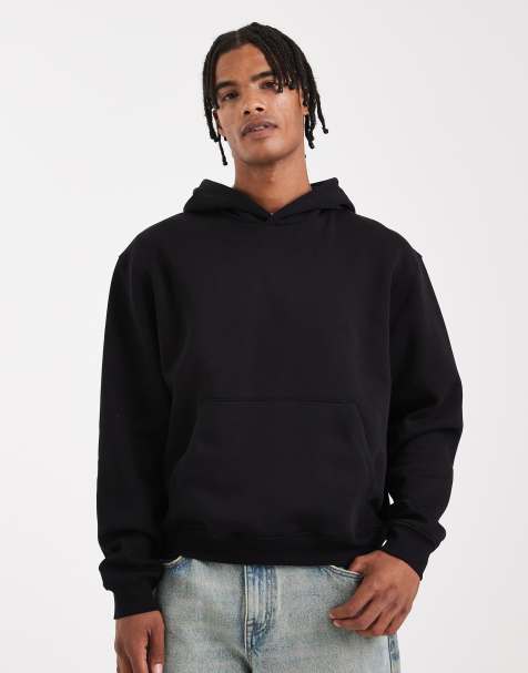 Sudadera negra básica de corte cuadrado extragrande con capucha de ASOS DESIGN - view 1