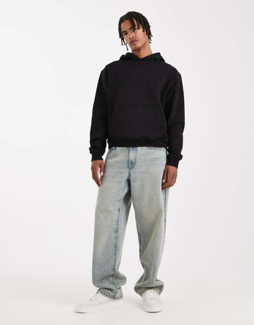 Sudadera negra básica de corte cuadrado extragrande con capucha de ASOS DESIGN , 2 de 5