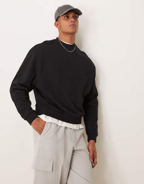 Sudadera negra básica de corte cuadrado extragrande de ASOS DESIGN - view 1