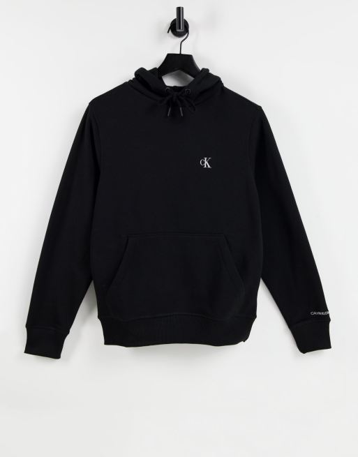 Sudadera negra básica de corte estándar con capucha y logo CK de Calvin Klein Jeans