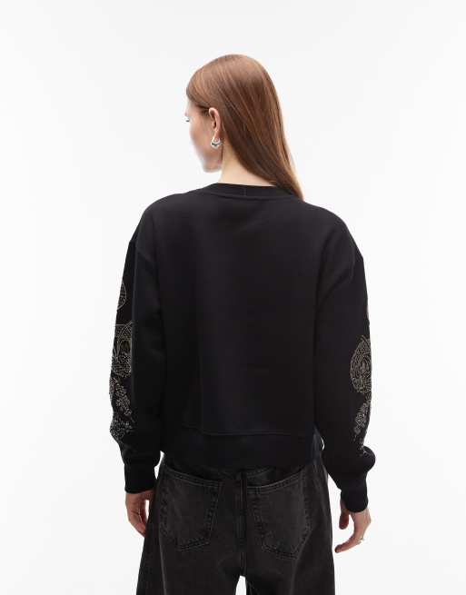 Sudadera negra con abalorios Cecile Pippa de AllSaints, 3 de 4