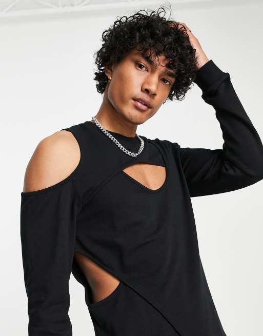 Sudadera negra con aberturas de ASOS DESIGN