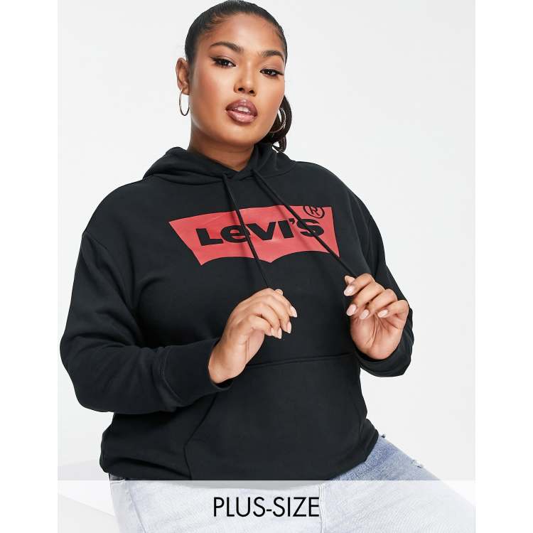 Sudadera negra con capucha con logo estilo etiqueta de Levi s Plus