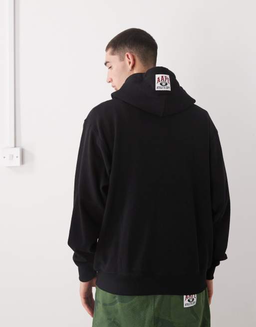 Sudadera negra con capucha, cremallera y aplicación de letra A de Aape by A Bathing Ape, 3 de 5