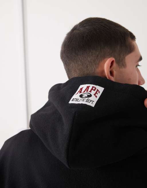 Sudadera negra con capucha, cremallera y aplicación de letra A de Aape by A Bathing Ape, 5 de 5