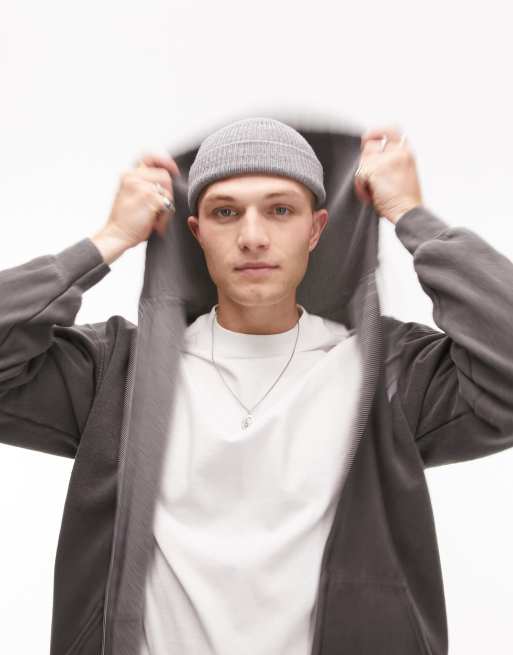 Sudadera negra con capucha, cremallera y lavado envejecido de Topman, 2 de 4