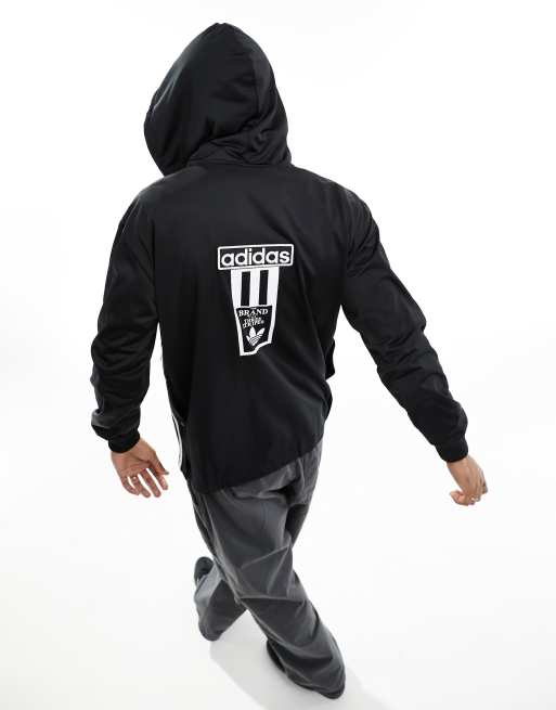 Sudadera negra con capucha, cremallera y logo adibreak de adidas Originals
