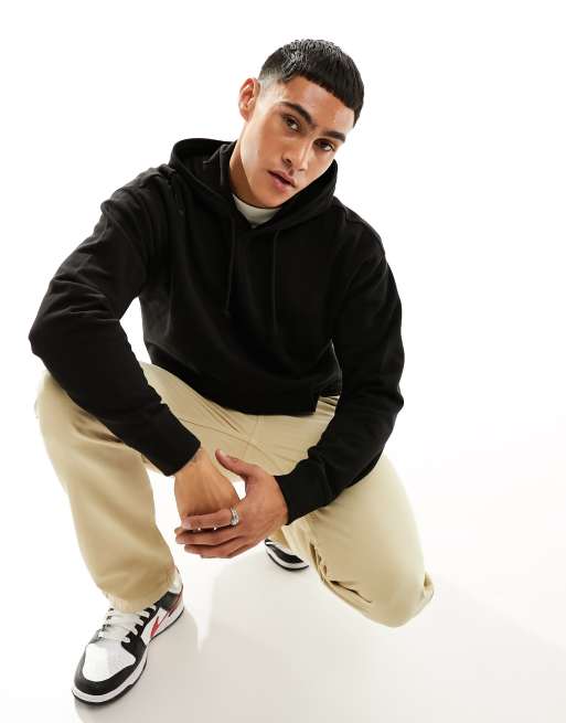 Sudadera negra con capucha de New Look
