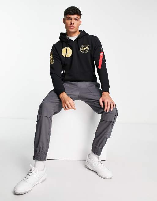 Sudadera negra con capucha e insignias de la NASA y la Voyager de Alpha Industries, 2 de 4