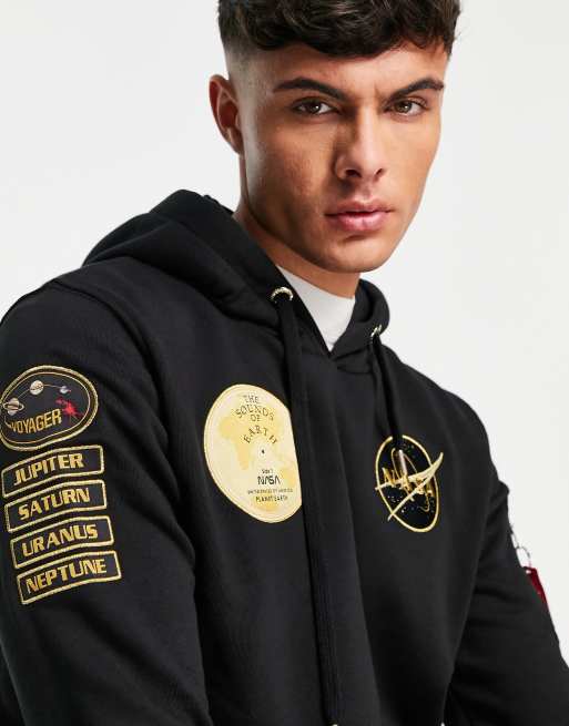 Sudadera negra con capucha e insignias de la NASA y la Voyager de Alpha Industries, 3 de 4