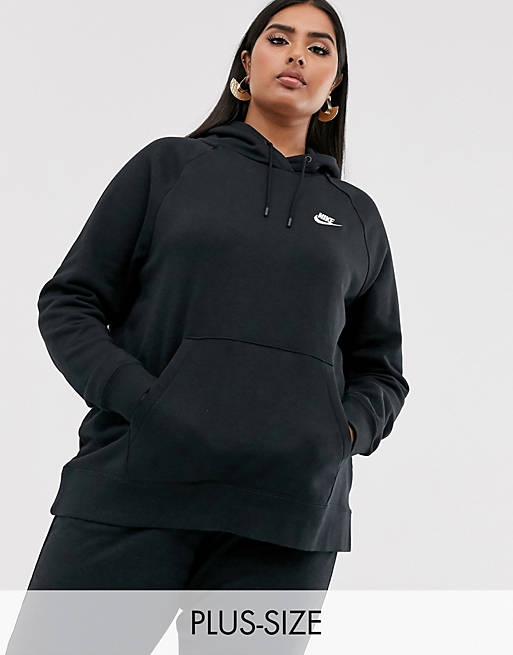 Sudadera negra con capucha Essentials de Nike Plus
