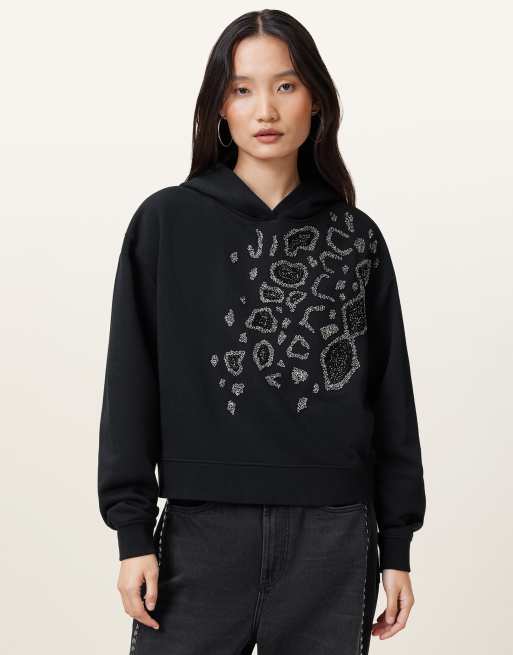 Sudadera negra con capucha Flow Emb Pippa de AllSaints