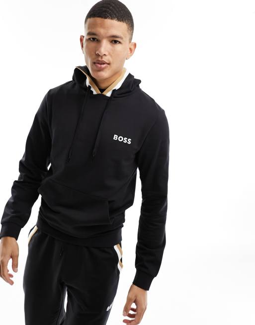 Sudadera negra con capucha Iconic de BOSS Bodywear