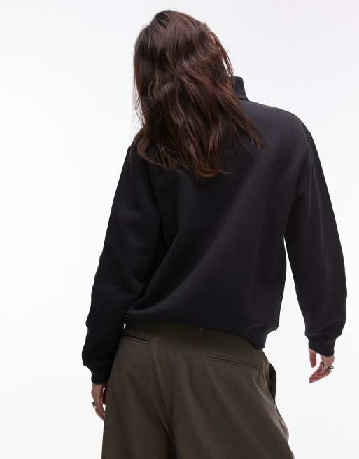 Sudadera negra con capucha, media cremallera y estampado gráfico de New Balance, 4 de 4