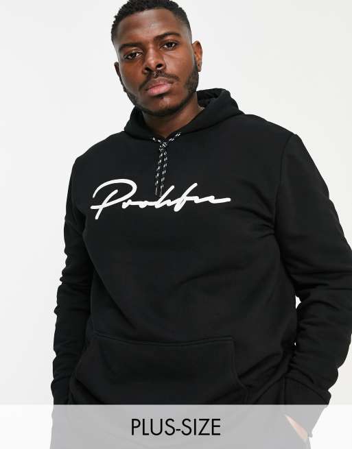 Sudadera negra con capucha Prolific de River Island Big & Tall