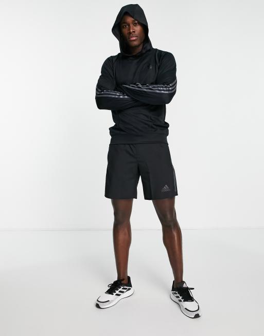 maquinilla de afeitar preocuparse tenga en cuenta Sudadera negra con capucha Run Icons de adidas Running | ASOS