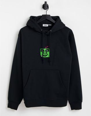 Sudadera negra con capucha y bordado Pin Face de Obey