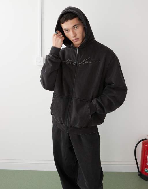 Sudadera negra con capucha y cremallera Autograph de Karl Kani (parte de un conjunto)