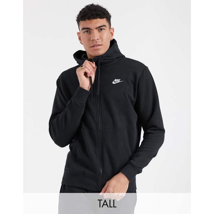 Sudadera negra con capucha y cremallera Club de Nike Tall ASOS