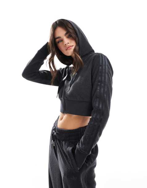 Sudadera negra con capucha y cremallera de felpa de adidas Originals (parte de un conjunto) - view 1