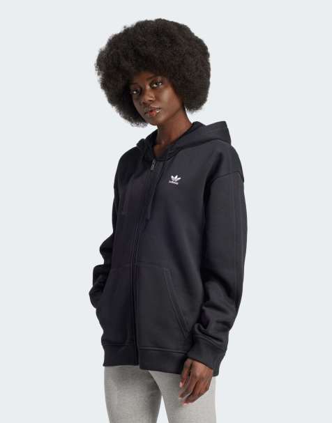 Sudadera negra con capucha y cremallera de felpa Essentials de adidas Originals - view 1