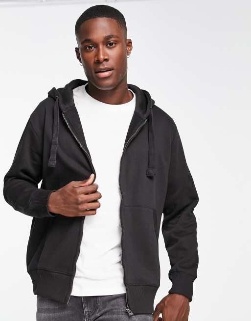 Sudadera negra con capucha y cremallera de French Connection