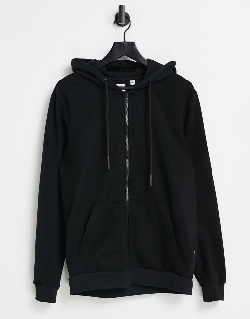 Sudadera Negra Con Cremallera y Capucha