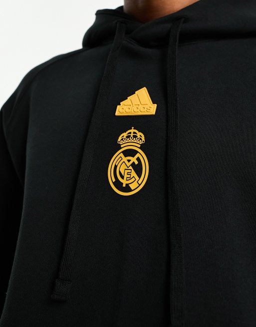 Sudadera negra con capucha y diseño del Real Madrid de adidas Football