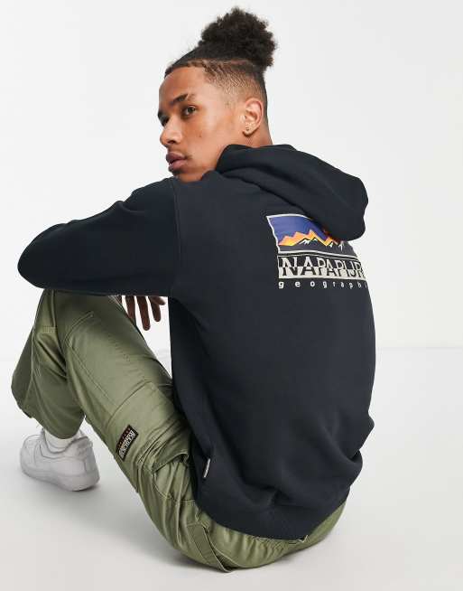 Sudadera negra con capucha y estampado de montaña en la espalda B-Freestyle de Napapijri