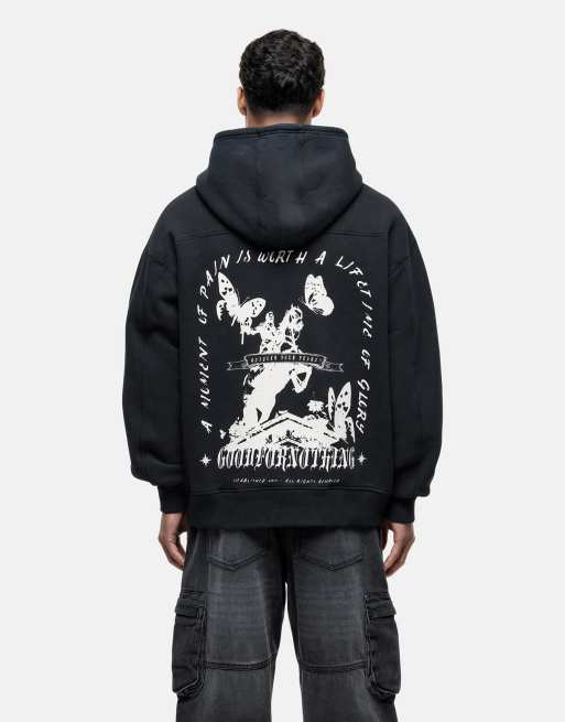 Sudadera negra con capucha y estampado ecuestre en la espalda de Good For Nothing , 3 de 3