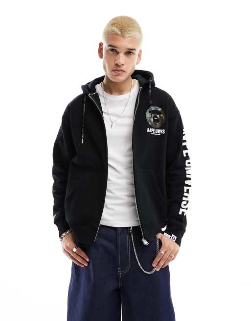 Sudadera negra con capucha y estampado en la espalda X-Bone de