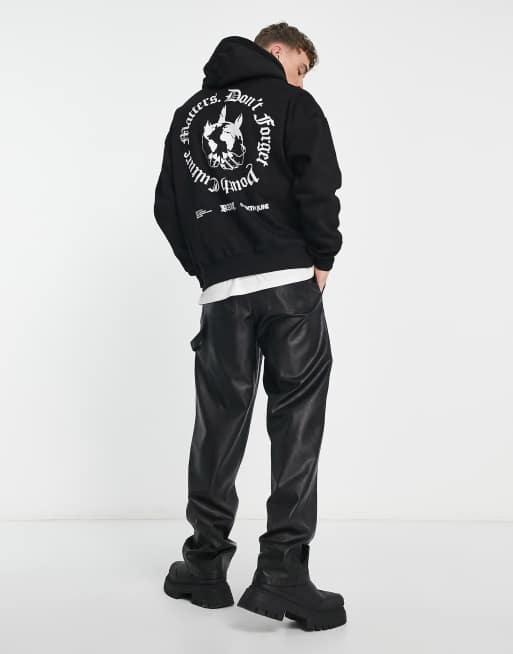 Sudadera negra con capucha y estampado en la espalda Youth Culture de Sixth June
