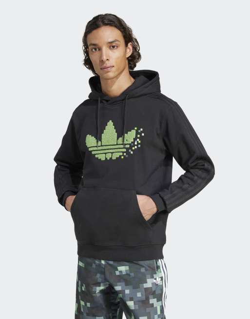 Sudadera negra con capucha y estampado gráfico de adidas Originals x Minecraft