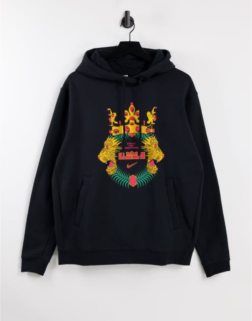 Sudadera negra con capucha y estampado gráfico de Lebron James de Nike Basketball