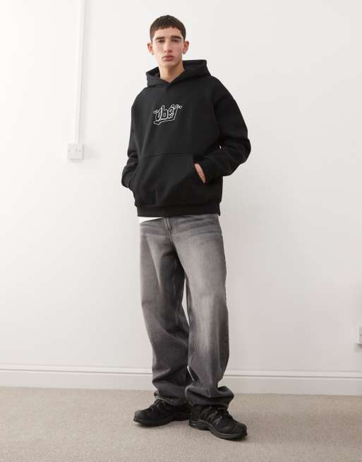Sudadera negra con capucha y estampado gráfico de tejido grueso Massive de Obey , 2 de 4