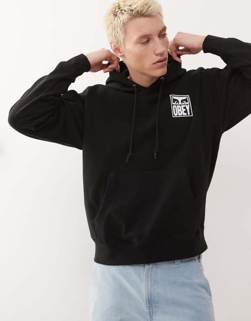 Sudadera negra con capucha y estampado gráfico en la espalda de logo y ojos Icon de Obey, 4 de 4