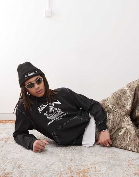 Sudadera negra con capucha y estampado gráfico Wabash de adidas Originals - view 1