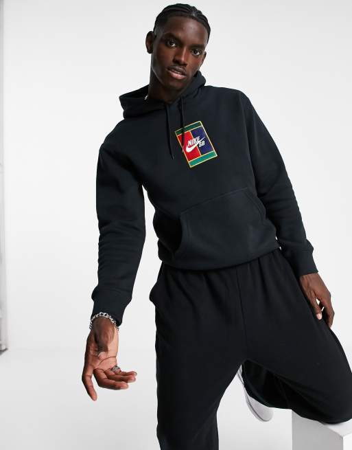 dosis cuenta Macadán Sudadera negra con capucha y logo Court de Nike SB | ASOS