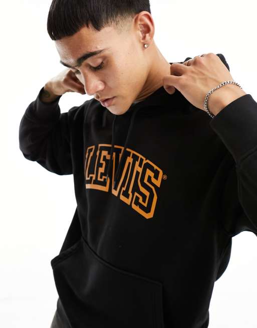 Sudadera negra con capucha y logo de estilo universitario exclusiva de Levi s x ASOS