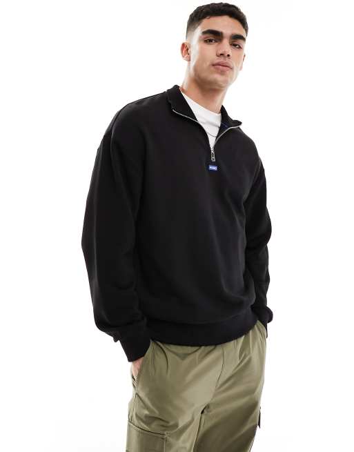 Sudadera negra con cremallera corta de HUGO BLUE