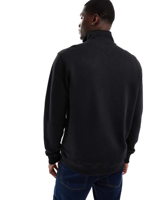Sudadera negra con cremallera corta y parche del logo de Tommy Jeans, 2 de 4