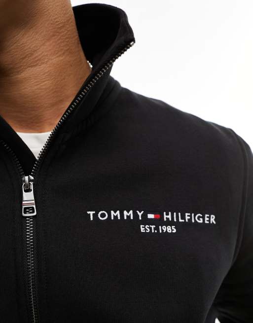 Sudadera negra con cremallera y cuello rígido de Tommy Hilfiger ASOS