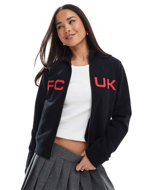 Sudadera negra con cremallera y texto "FCUK" de French Connection , 4 de 4