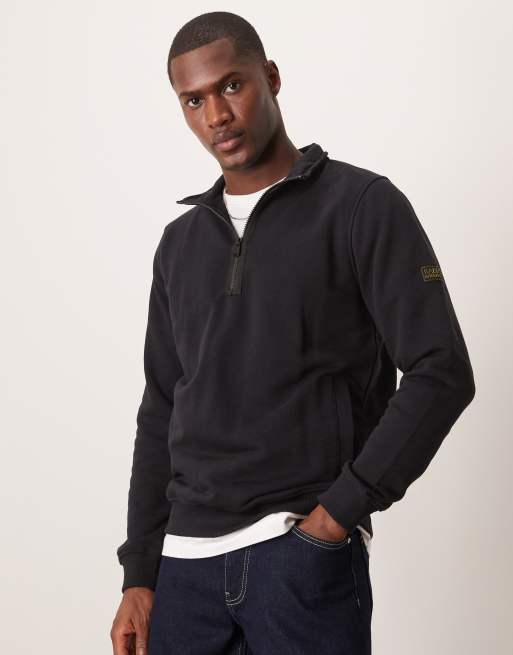 Sudadera negra con cuello alzado y logo delineado de Barbour International, 2 de 4