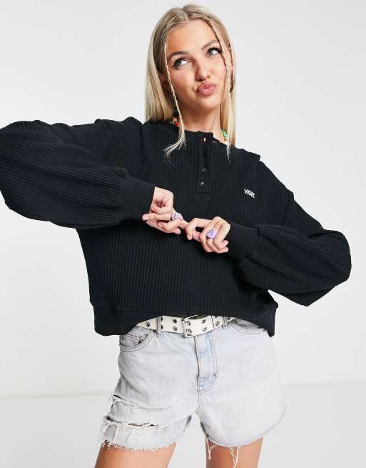 Sudadera negra con cuello panadero Laid Back de Vans 